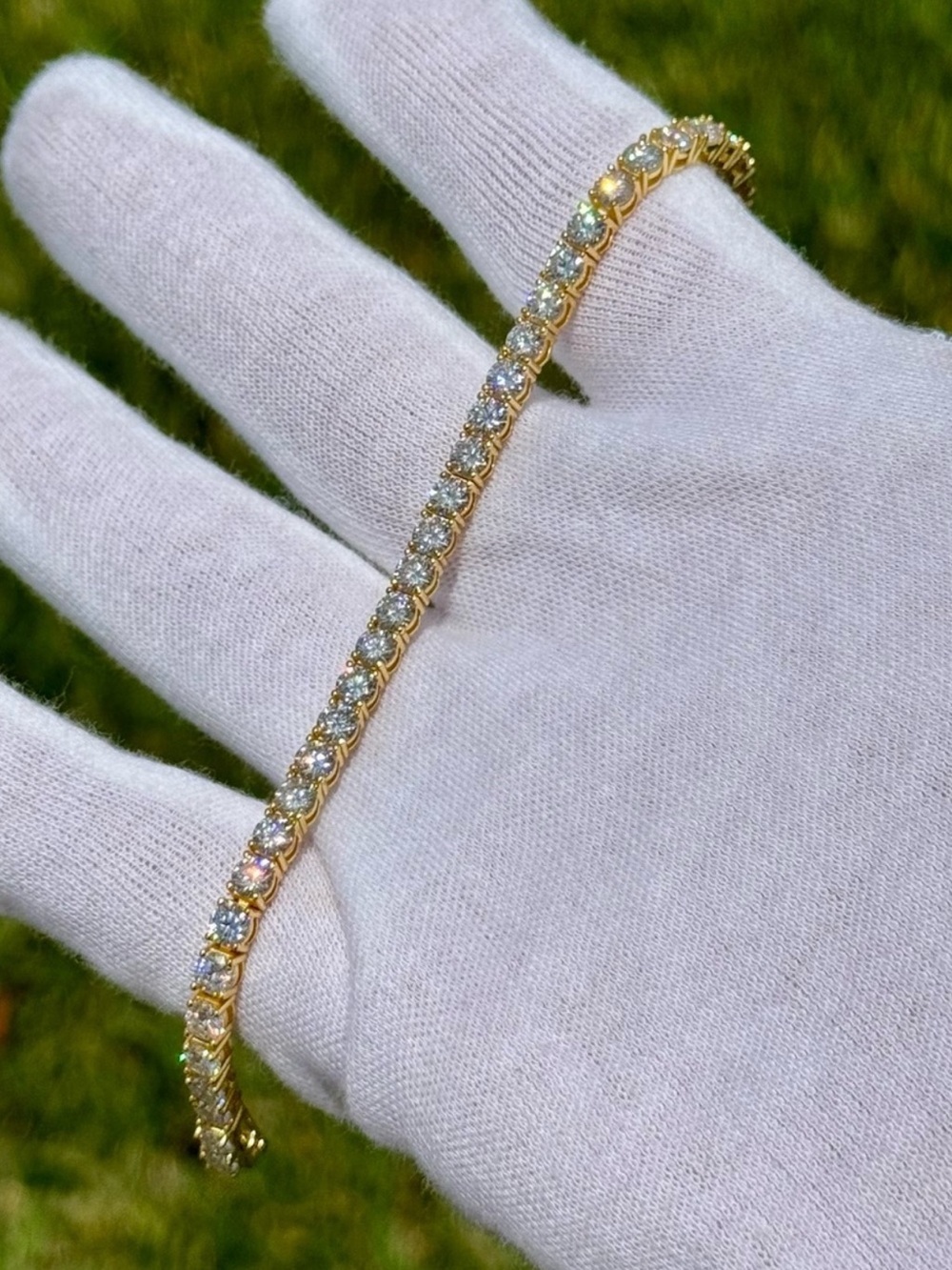 18K Gold Plated, 11.7CTW Moissanite Tennis Bracelet - Length 8.5”